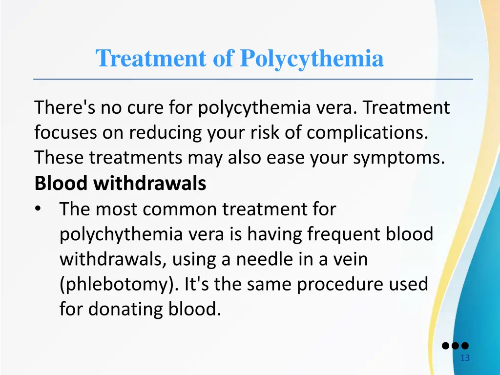 treatment of polycythemia