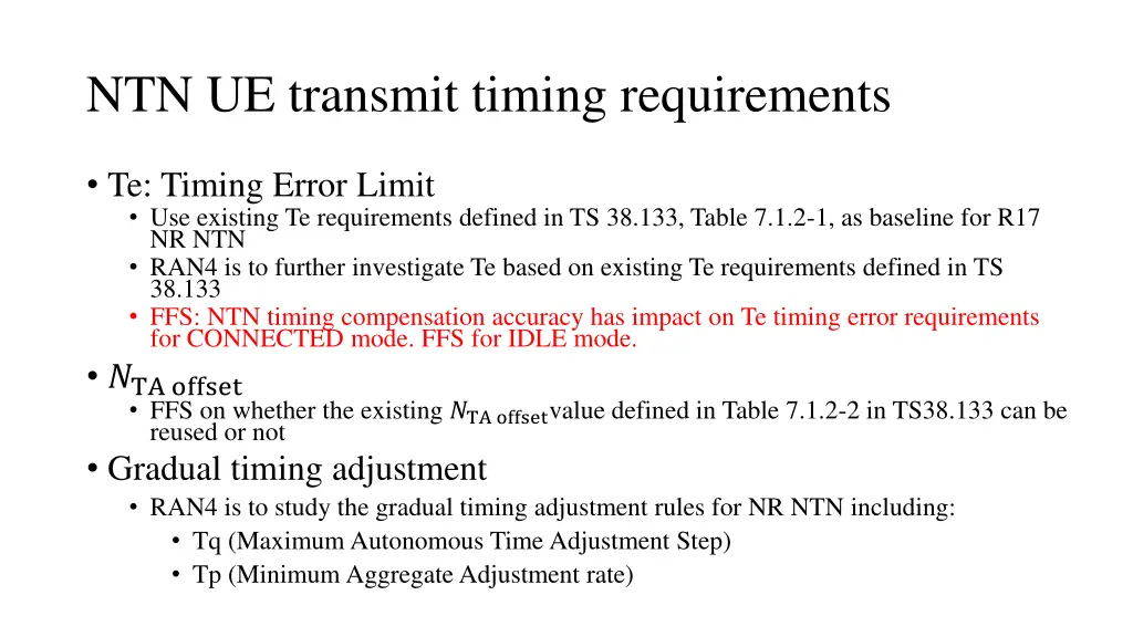 ntn ue transmit timing requirements
