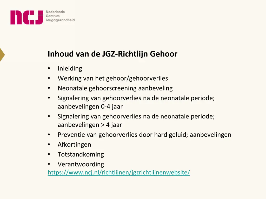 inhoud van de jgz richtlijn gehoor