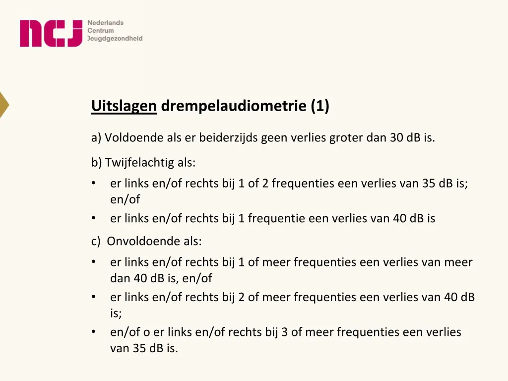 uitslagen drempelaudiometrie 1