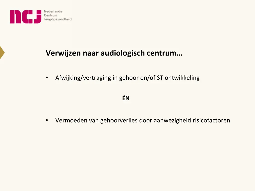 verwijzen naar audiologisch centrum