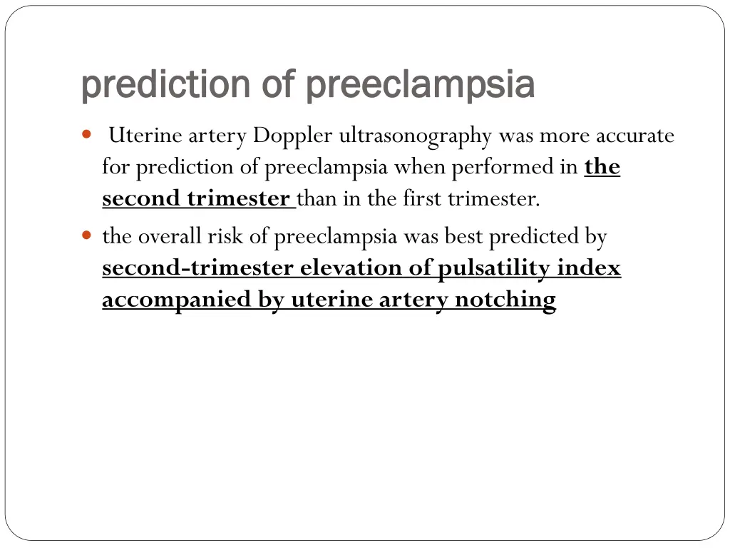 prediction of preeclampsia prediction