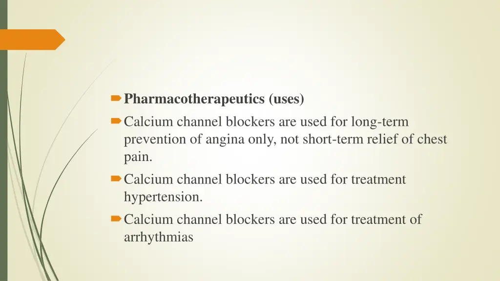 pharmacotherapeutics uses calcium channel