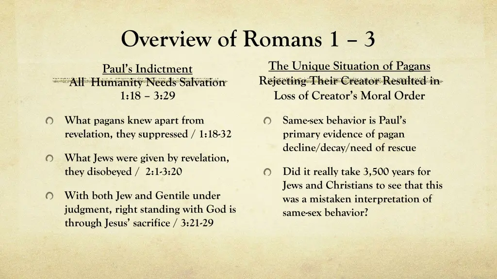 overview of romans 1 3 1