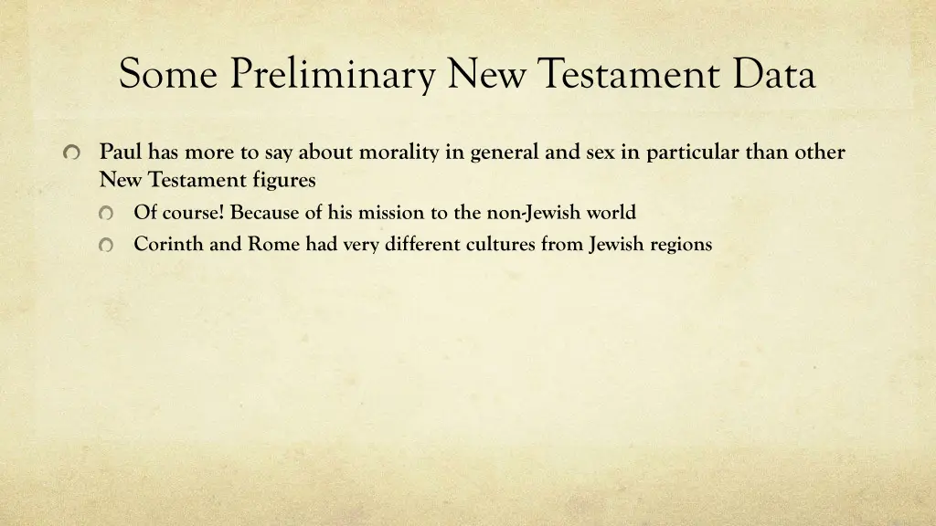 some preliminary new testament data