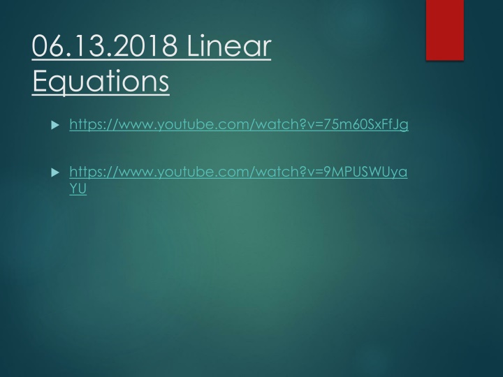06 13 2018 linear equations