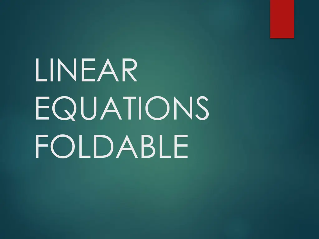linear equations foldable