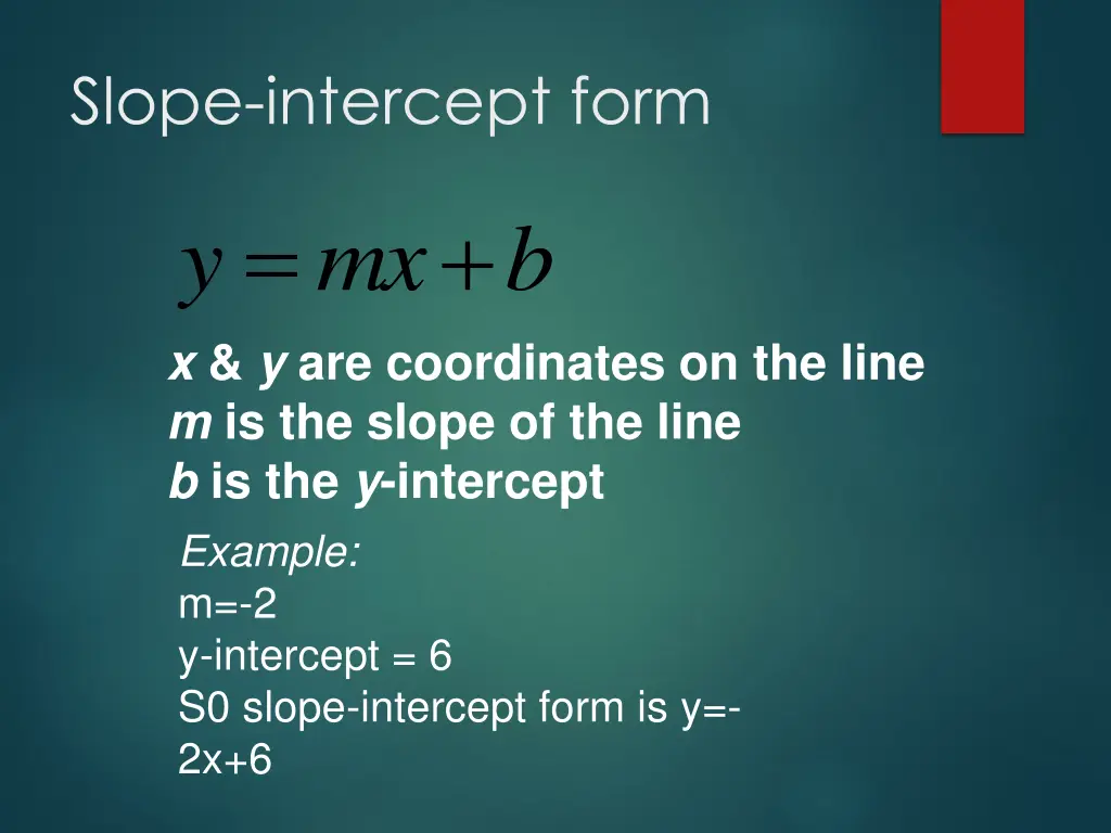 slope intercept form