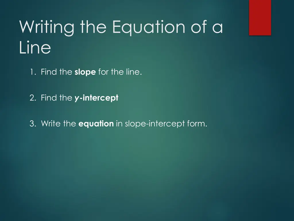 writing the equation of a line