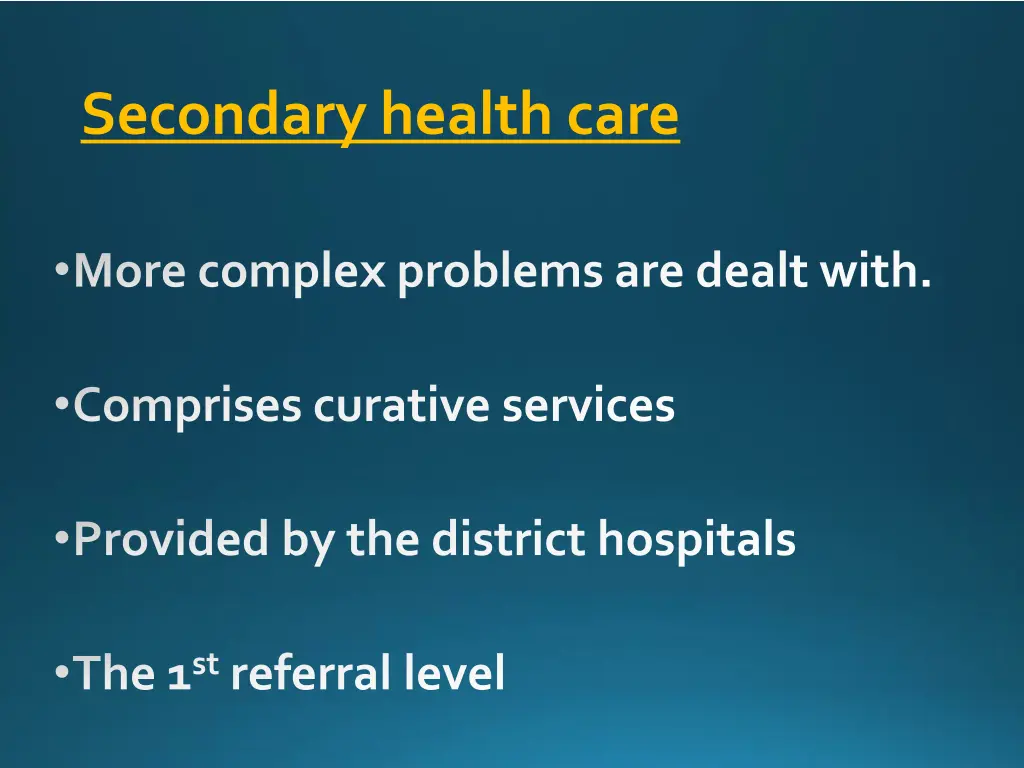 secondary health care