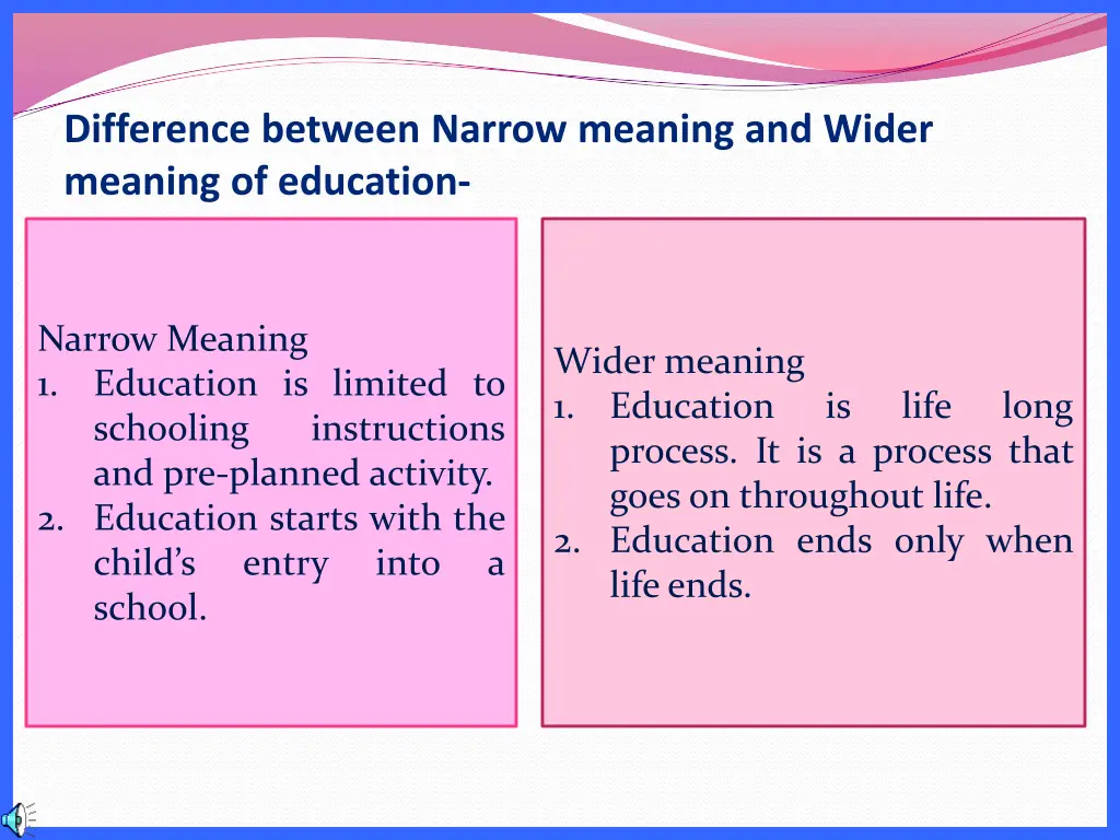 difference between narrow meaning and wider