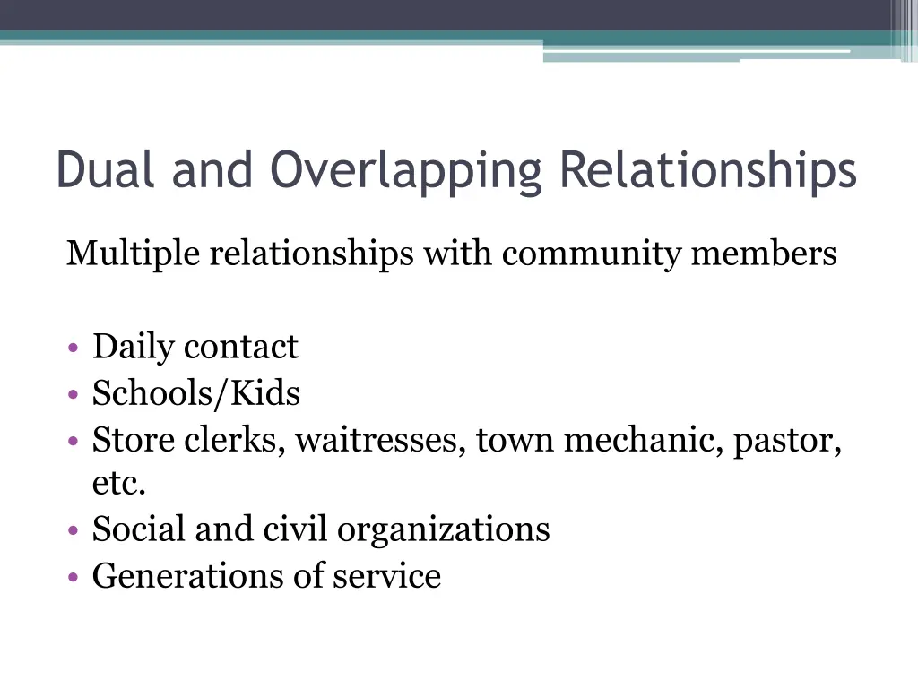 dual and overlapping relationships