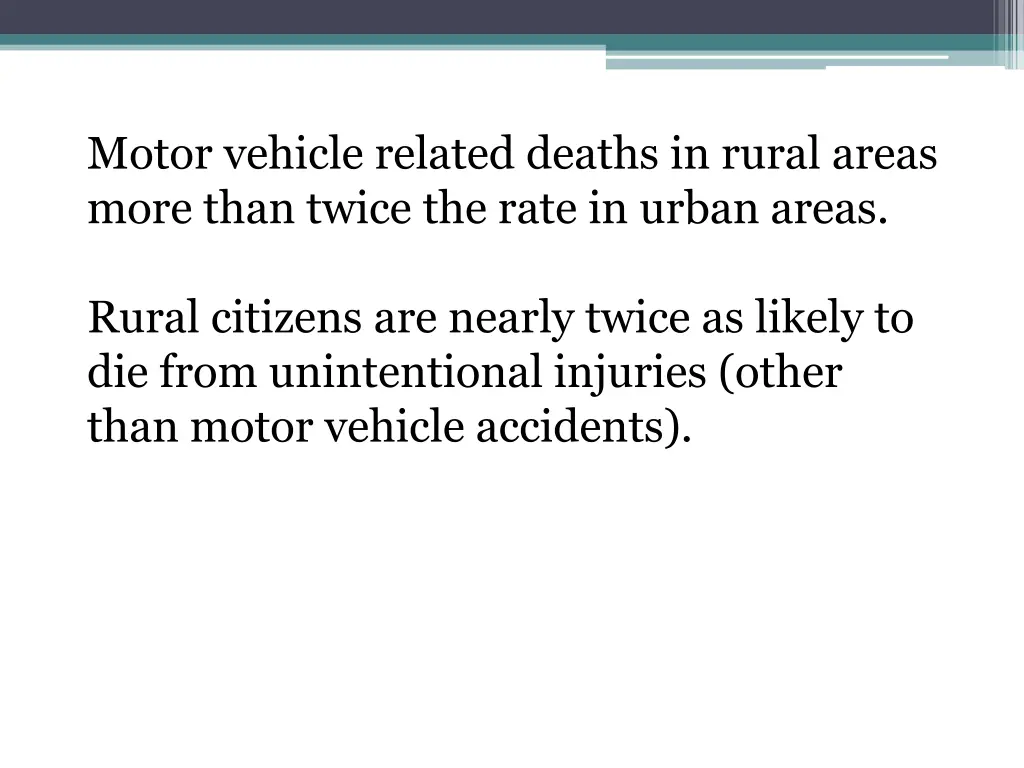 motor vehicle related deaths in rural areas more