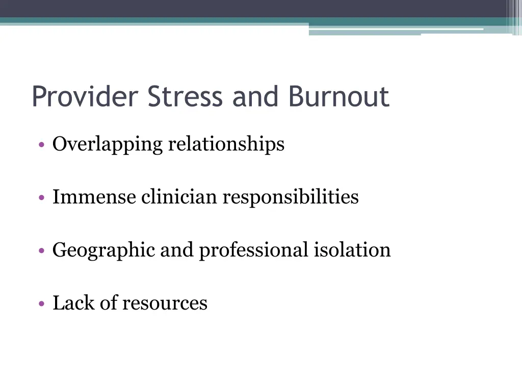 provider stress and burnout
