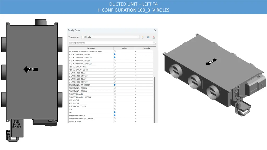 ducted unit left t4 h configuration 160 3 viroles