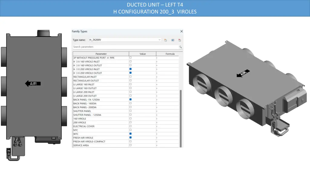 ducted unit left t4 h configuration 200 3 viroles