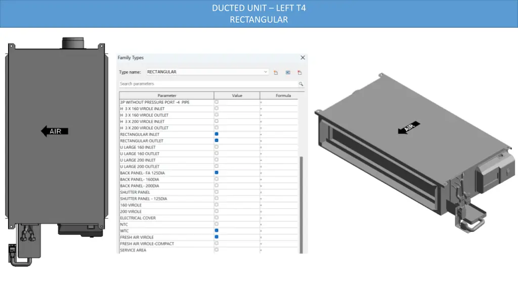 ducted unit left t4 rectangular