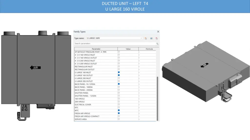 ducted unit left t4 u large 160 virole