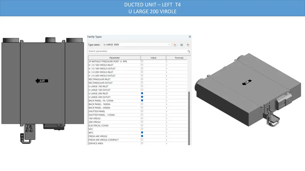 ducted unit left t4 u large 200 virole