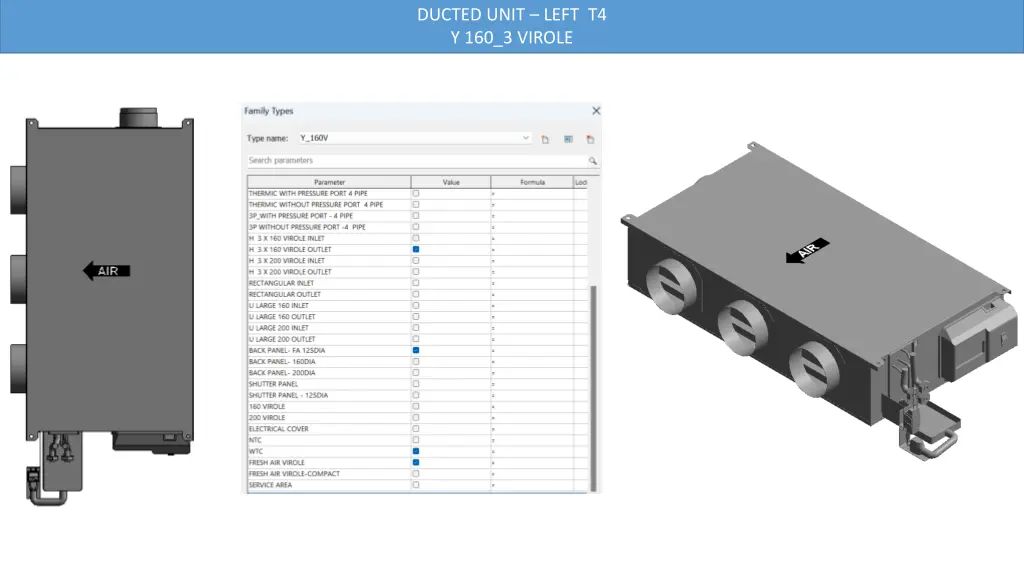 ducted unit left t4 y 160 3 virole