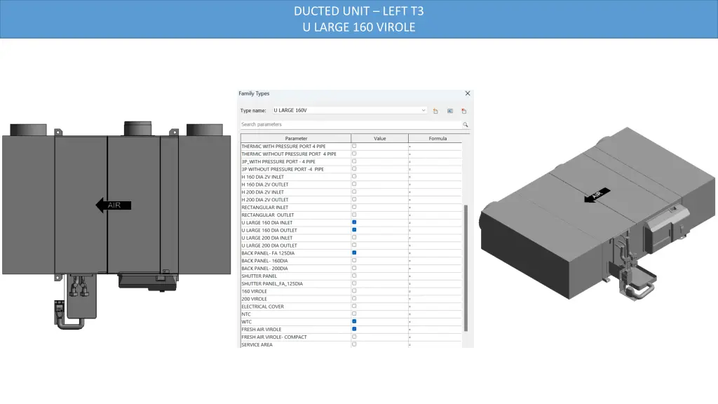 ducted unit left t3 u large 160 virole