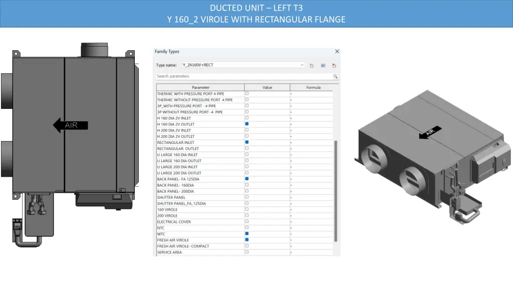 ducted unit left t3 y 160 2 virole with