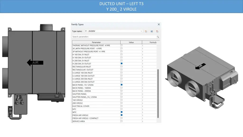 ducted unit left t3 y 200 2 virole