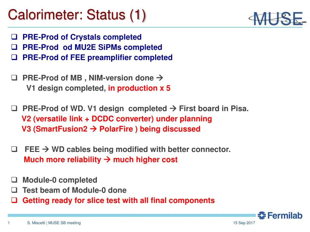calorimeter status 1