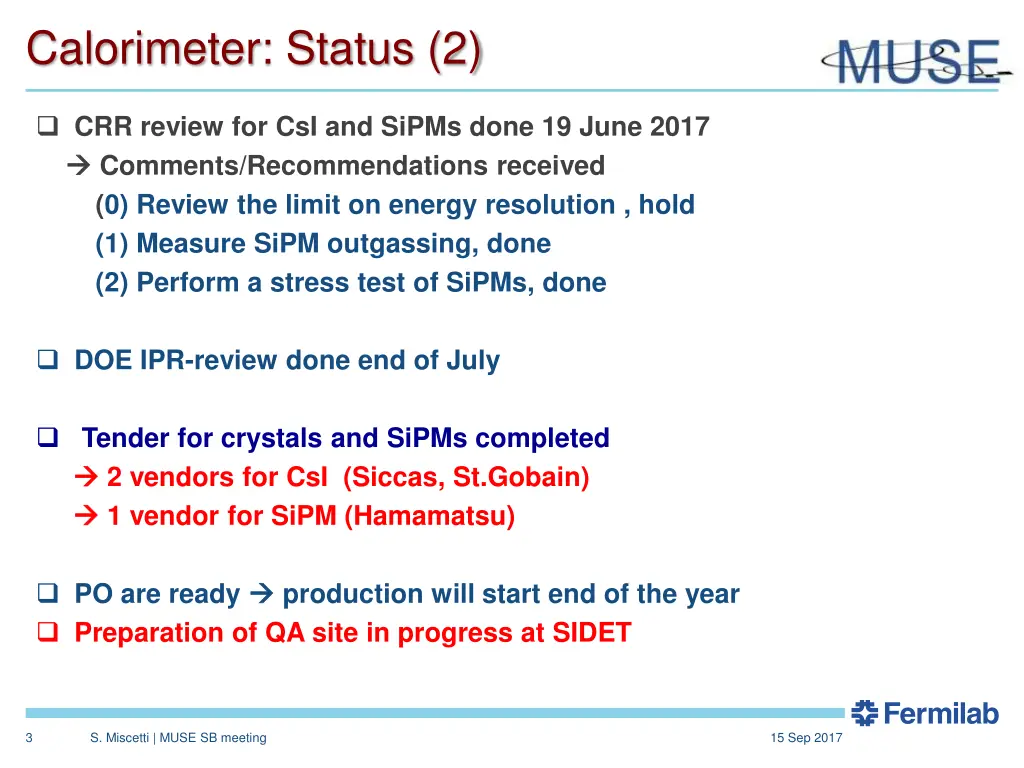 calorimeter status 2