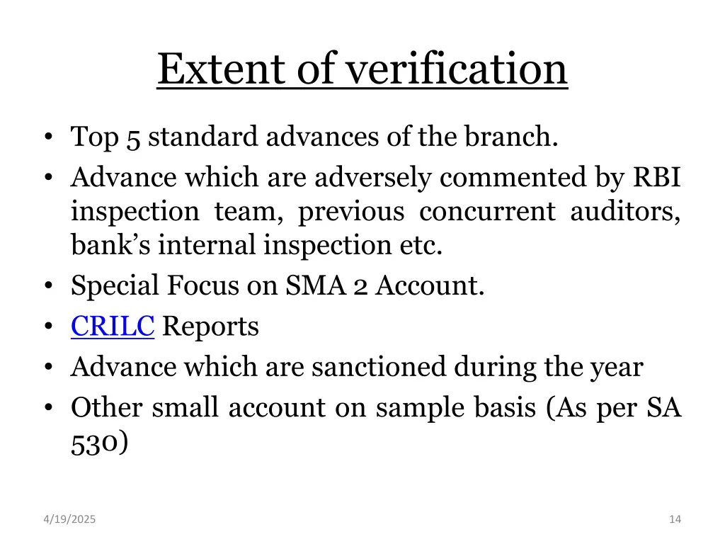 extent of verification