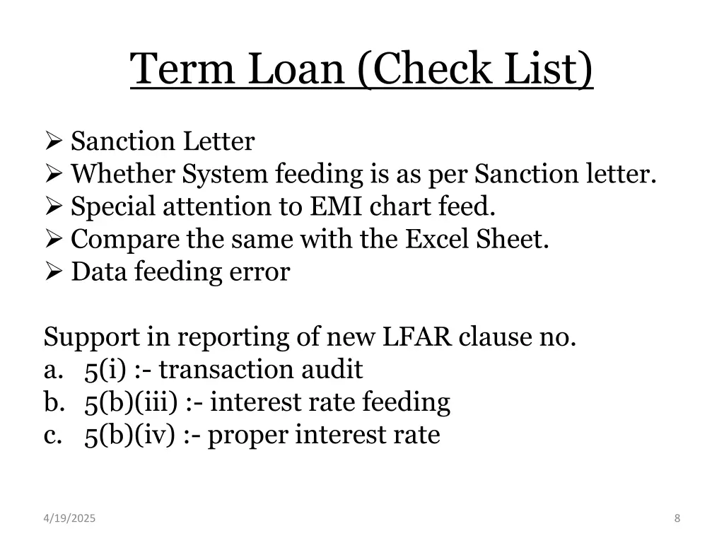 term loan check list