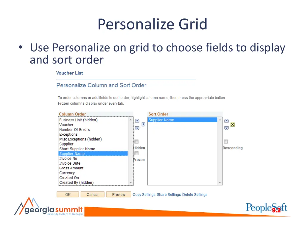 personalize grid