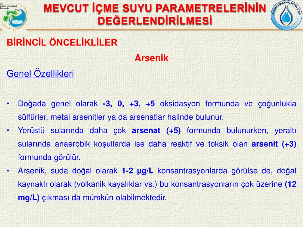 mevcut me suyu parametreler n n de erlend r lmes 4