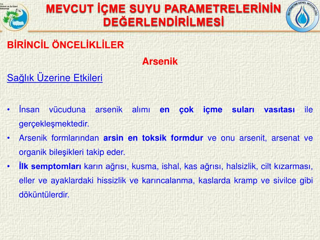 mevcut me suyu parametreler n n de erlend r lmes 5