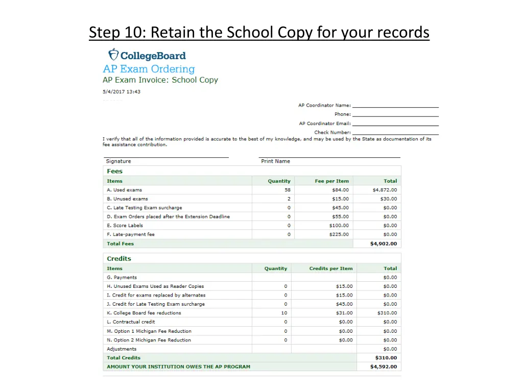 step 10 retain the school copy for your records