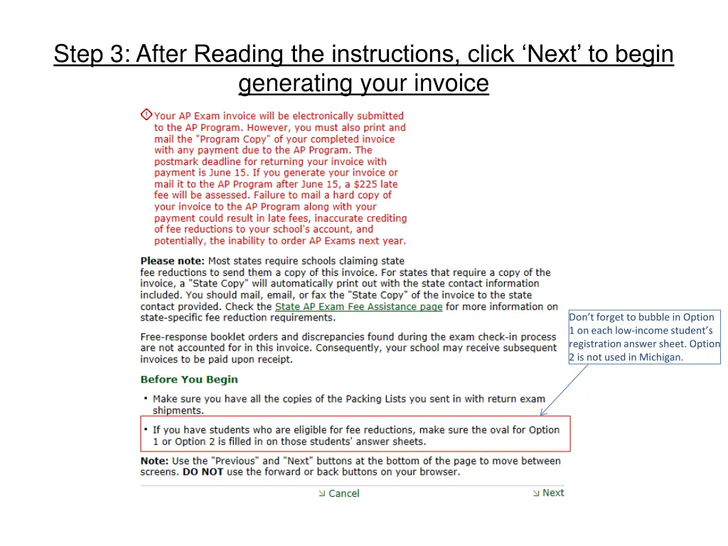 step 3 after reading the instructions click next
