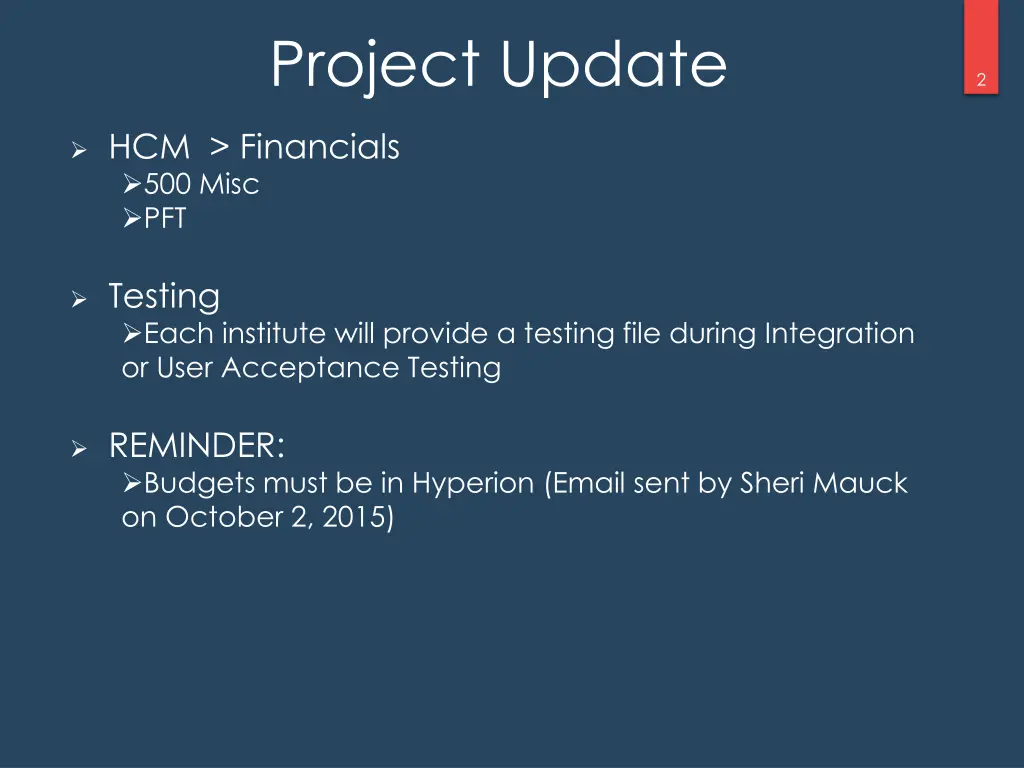 project update