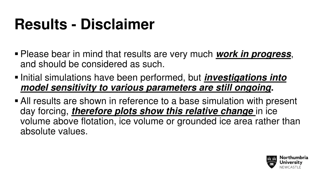results disclaimer