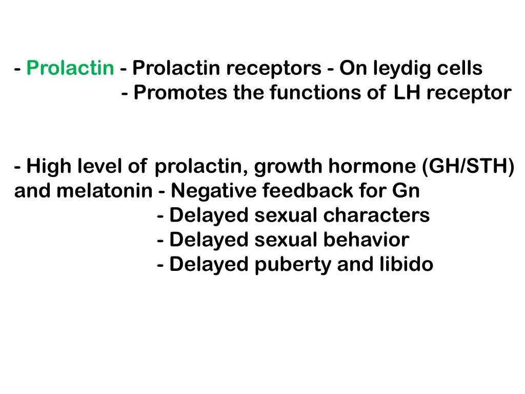 prolactin prolactin receptors on leydig cells