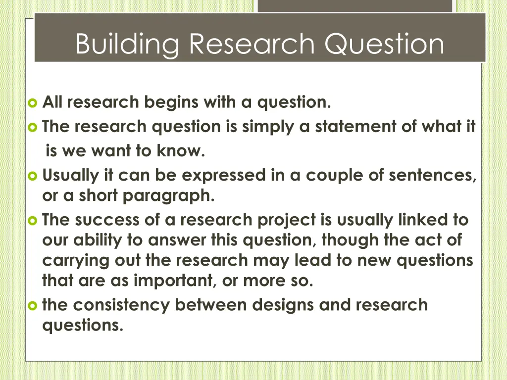 building research question