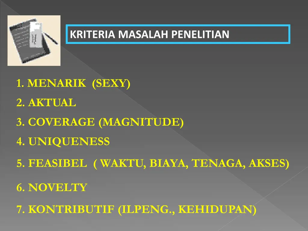 kriteria masalah penelitian