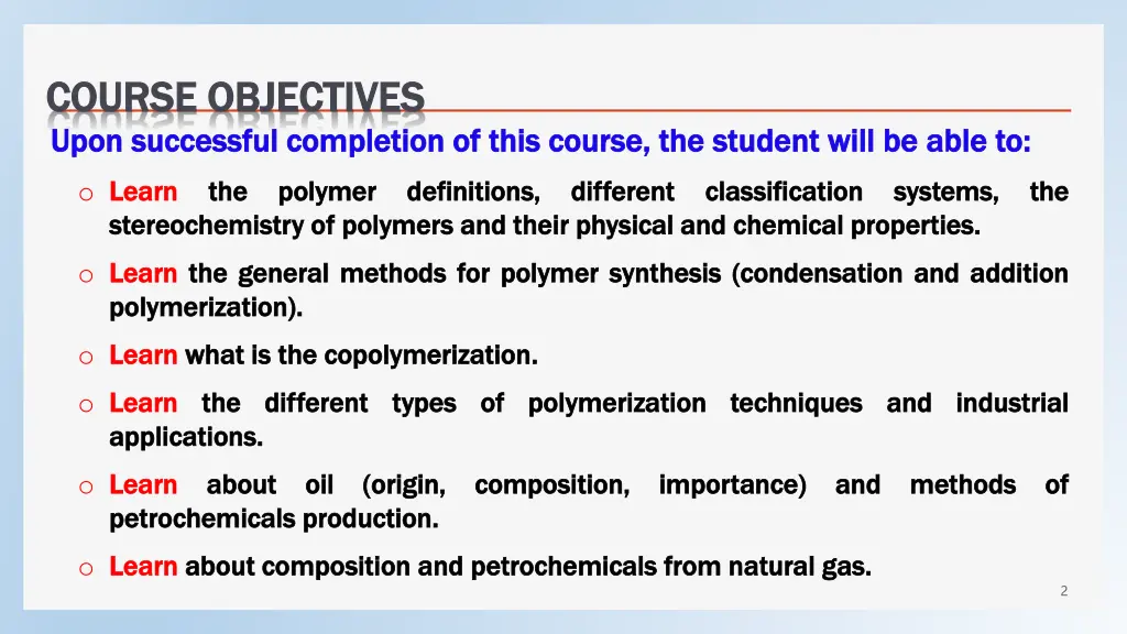 course objectives course objectives