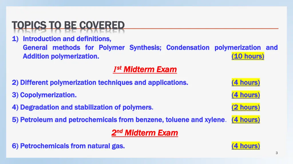 topics to be covered topics to be covered