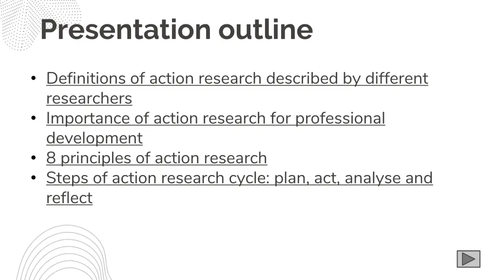 presentation outline