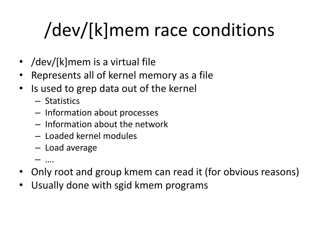 dev k mem race conditions 1