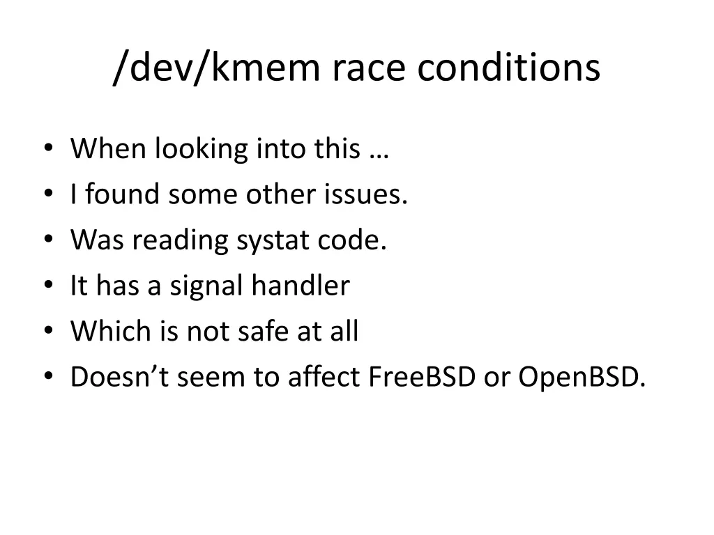 dev kmem race conditions 10