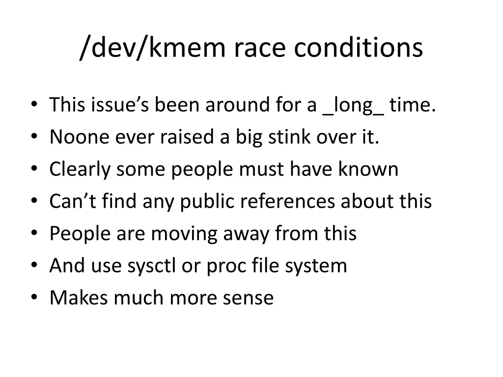 dev kmem race conditions 2