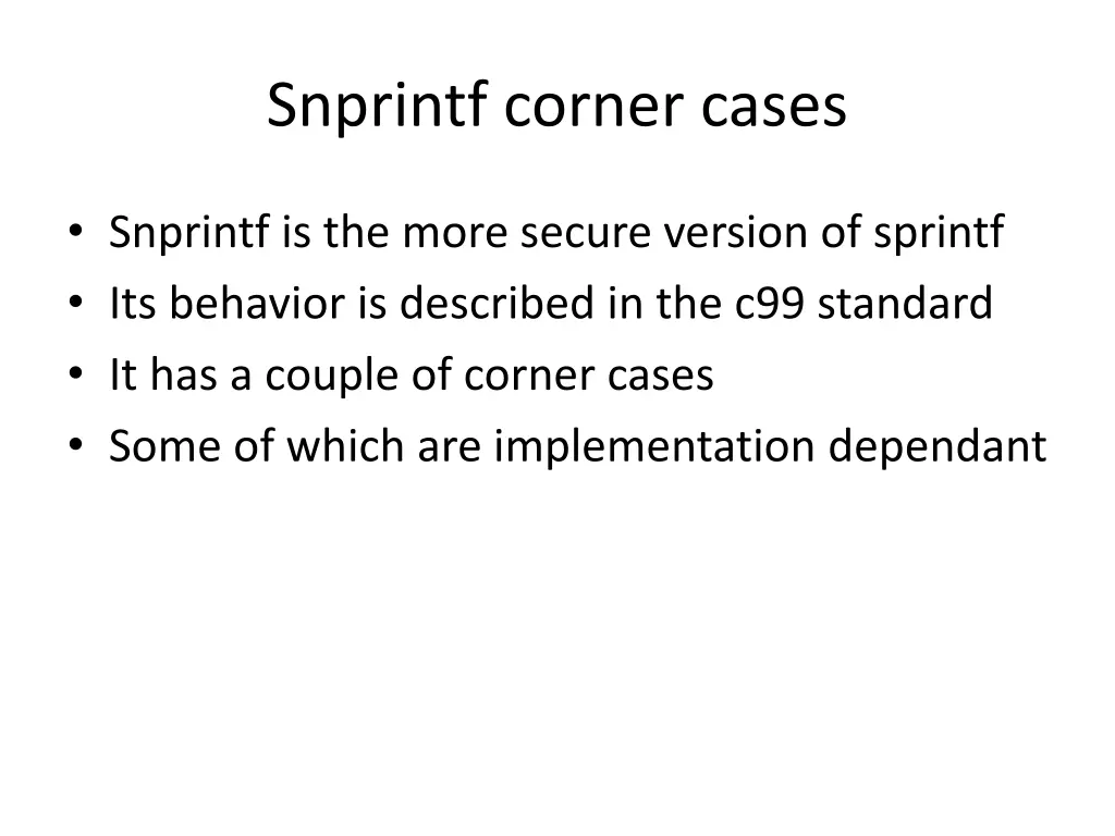 snprintf corner cases 1