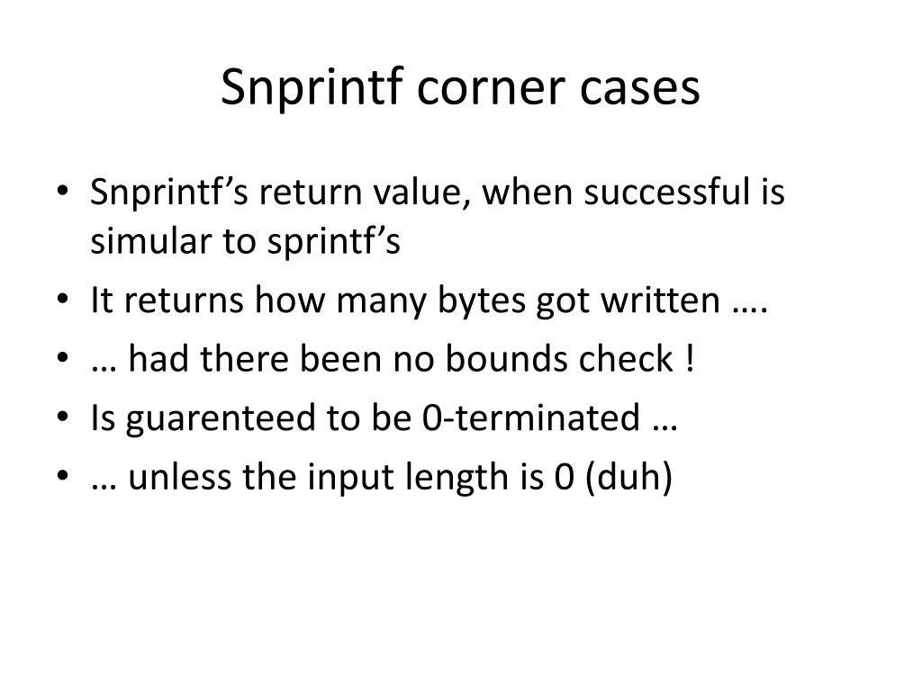 snprintf corner cases 2