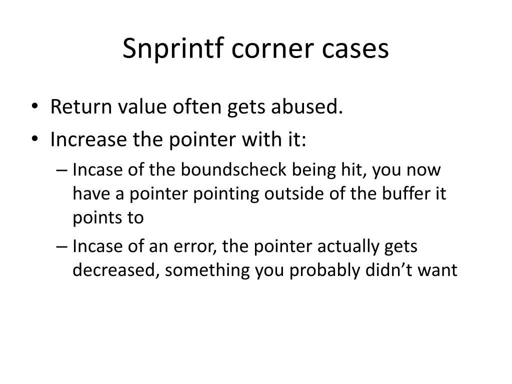 snprintf corner cases 4